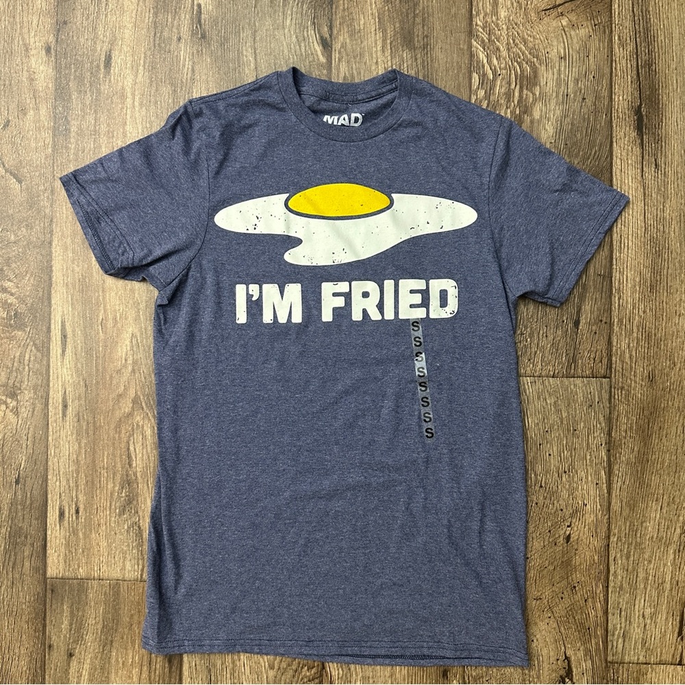 Mad Engine I’m Fried Cotton Blend T-shirt Women’s Size S Blue